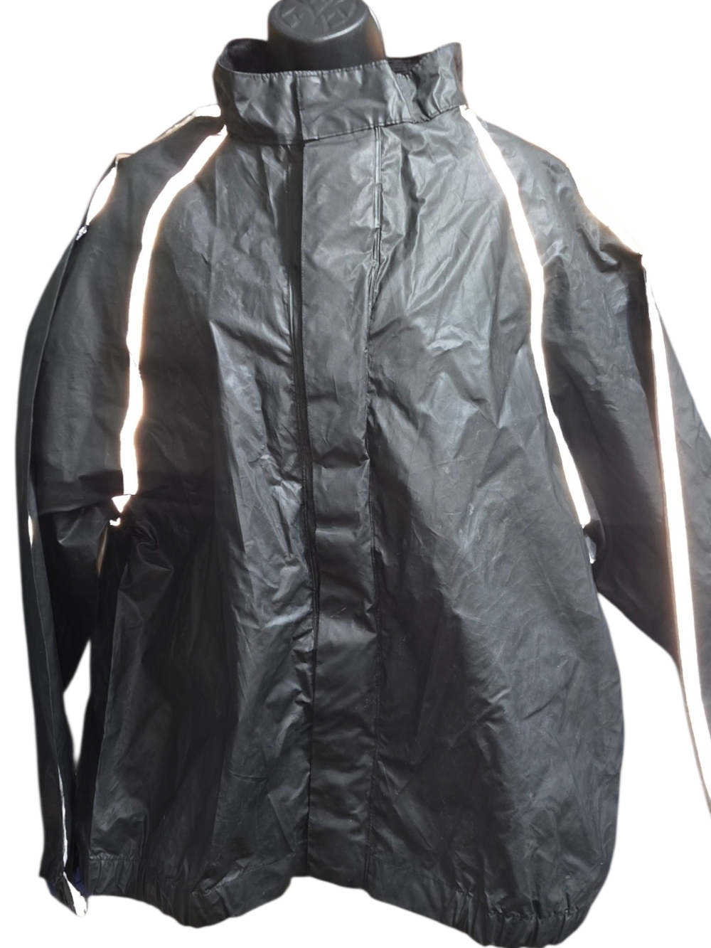 Harley Davidson Rain Jacket Reflective Black PVC Nylon Motorcycle Coat Mens L